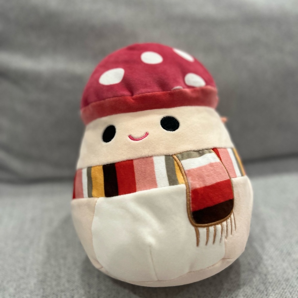 Squishmallow Cute Mushroom Plush with Scarf